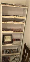 Six shelf white bookcase w/Quilting Magazines