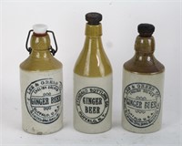 THREE BUFFALO GINGER BEER BOTTLES