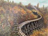 TRAIN TRACK ON THE MOUNTAIN SIDE BY LINDA PHILLIPS