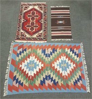 3 hand woven rugs 5 1/2'x 4' largest
