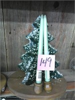 Hand Crafted Wood Christmas Tree w/Candles