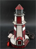 Stained glass style lighthouse lamp in working ord