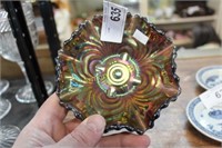SCROLL EMBOSSED CARNIVAL GLASS BOWL - SMALL