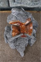 A Gene Olsen Carved Burr-Wood Facial Mask of a