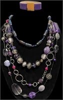 Purple Rustic Cuff & Asst Necklaces