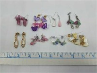 8 sets of brightly colored dangling earrings