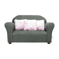 KEET Plush Kids Sofa w/Accent Pillows - Charcoal