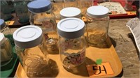 Tray lot of glass storage canisters