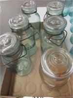 6 Leotrick Quart Canning Jars w/ Lids