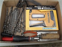New Bostitch Stapler, Wood Bits, Misc Tool Lot