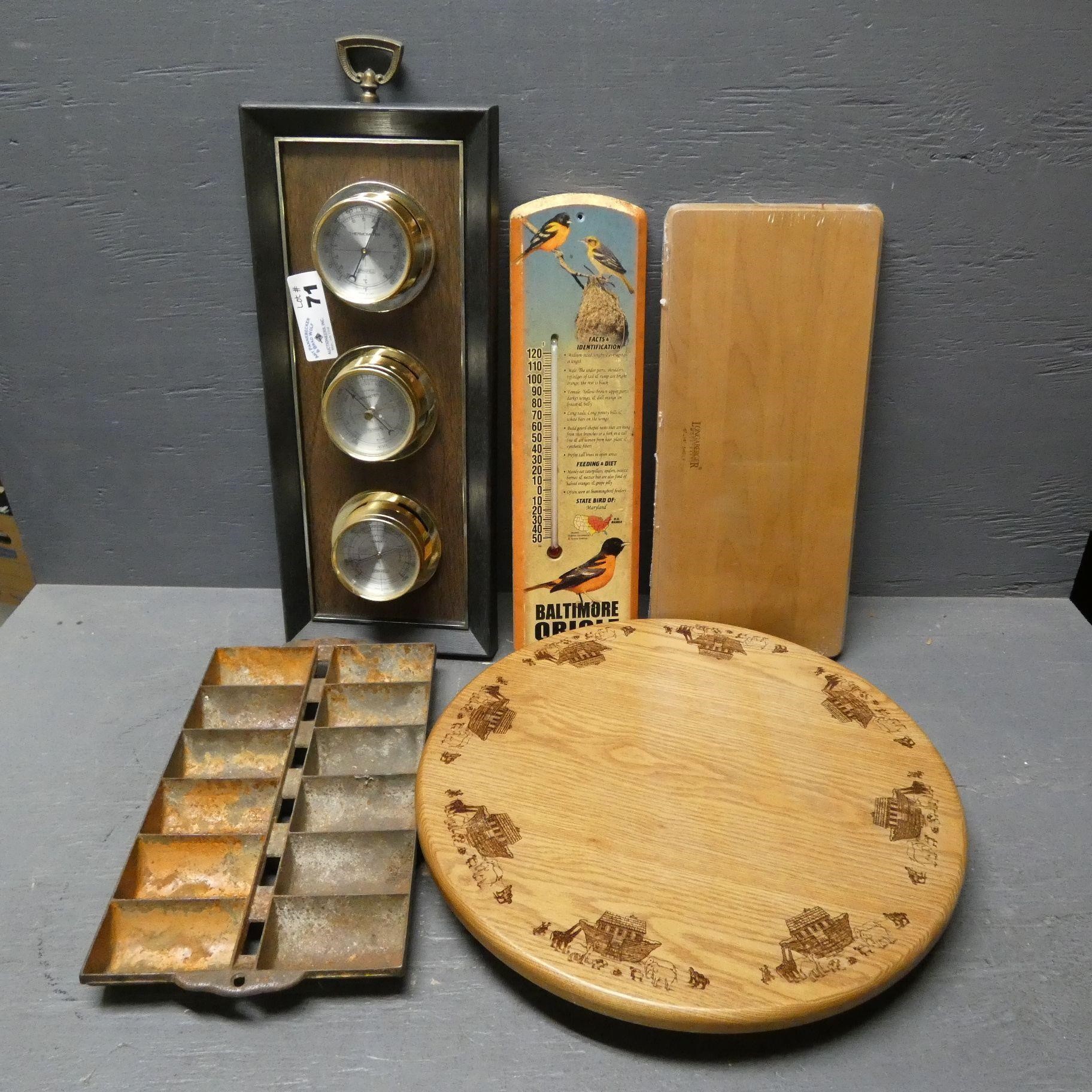 Barometer, Orioles Thermometer, Wooden Pcs