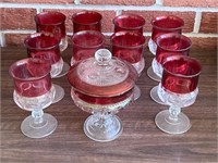 Cranberry King's Crown Glassware