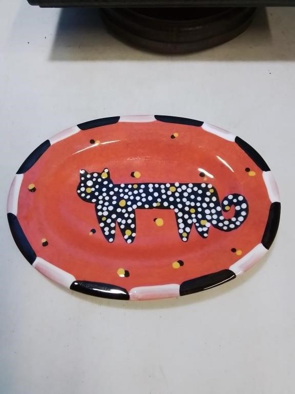Cute oval kitty cat platter 9 inches