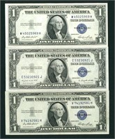 (3 NOTES) $1 1935 (CHOICE CU) Silver Certificate