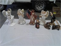 Angels, figurines, glassware