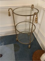Brass and Glass 3 tiered round table