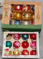 2 BOXES VINTAGE GLASS CHRISTMAS ORNAMENTS