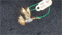 14K Gold and Diamond Hummingbird Pendant