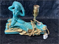 ORIENTAL SCENE CERAMIC LAMP 9 1/2" LONG