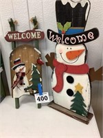 Welcome snowman and sled