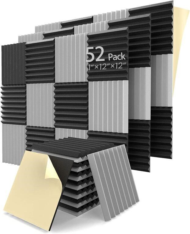 LEIYER Upgrade 12 pack Sound Proof Foam Panels With Self-Adhesive, 1 X 12  X 12 Acoustic Panels Quick-Recovery, Acoustic Foam Wedges High Density