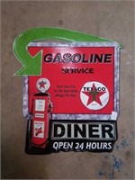 Texaco gas and diner tin sign. Measures 2ft x 1ft
