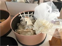 Hat Box with Wedding Tiara, and Cake Topper