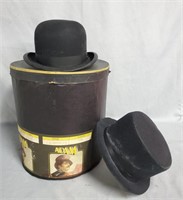 Lot of 2 Early Top Hats w/ Hat Box