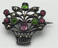 Sterling Silver Colored Stone Broach