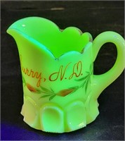 GLOWS Antique Surry, ND Souvenir Custard Glass Mug
