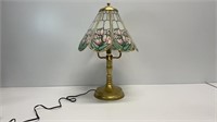 Brass toned and glass tulip touch lamp works