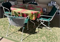 D - PATIO TABLE & 4 CHAIRS W/ CUSHIONS