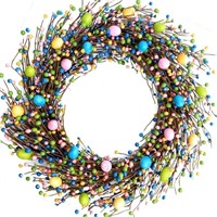 24 Inch Spring Easter Colorful Eggs Wreath