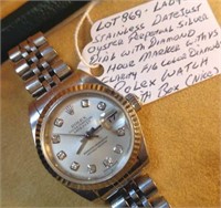 STAINLESS DIAMOND DIAL DATE/JUST ROLEX WATCH