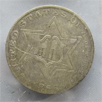 1856 3 Cent silver. Note scratched.