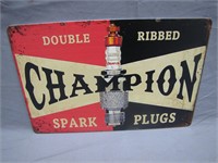 Retro Champion Double Ribbed Spark Plugs Metal