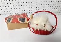 Vtg Jerry Pets Japanese Spitz In basket