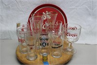 Coors Glassware and Vintage Tray