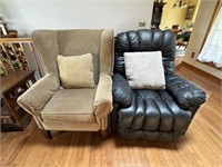 Leather recliner & upholstered armchair