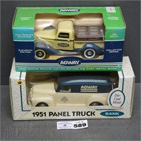 (2) Diecast Agway Coin Banks