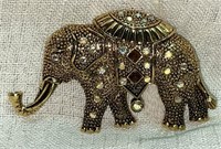 Gold Tone Aroura Borealis (AB) Crystal Elephant
