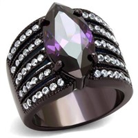 Coffee Toned Stainless Steel 6.00ct Amethyst Ring