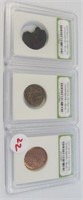 (3) Large slabbed ancient roman coins.