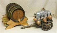 Liquor Barrel and Wagon with Copper Accents.