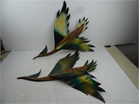 Large Wood & Metal Flying Birds Wall Art (25"