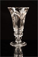 Small Cut Glass Fractal Vase w/ Ballerina Figures