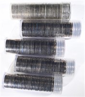 5-MIXED DATE ROLLS OF BU SMS NICKELS 1965, 66 & 67