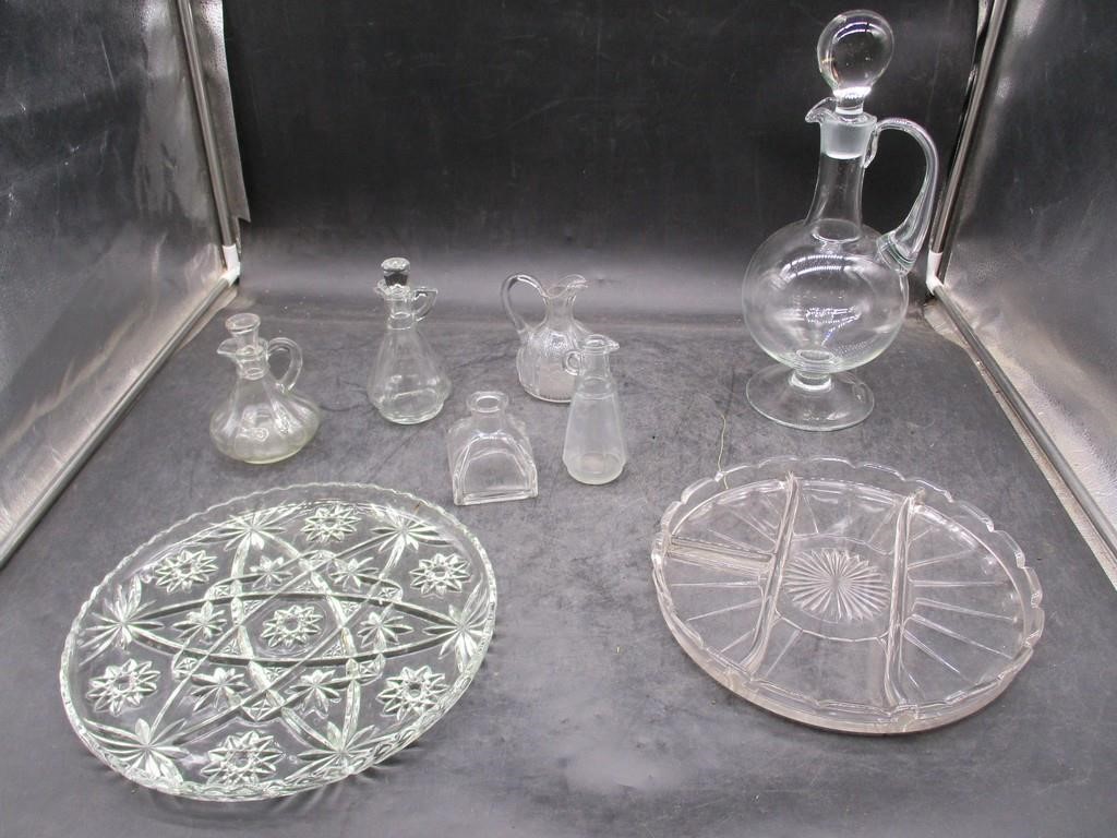 Glass Serving Trays, Cruets