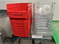 LOT - PLASTIC ORGANIZERS - RED & CLEAR