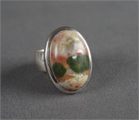 925 Silver and Natural Stone Ring Size 7 1/2